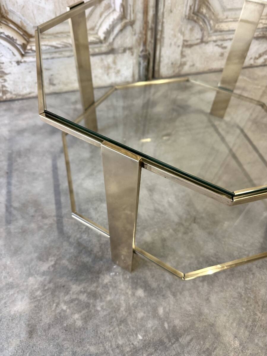 Small octagonal coffee table attributed to Jacques Quinet for Maison Malabert.