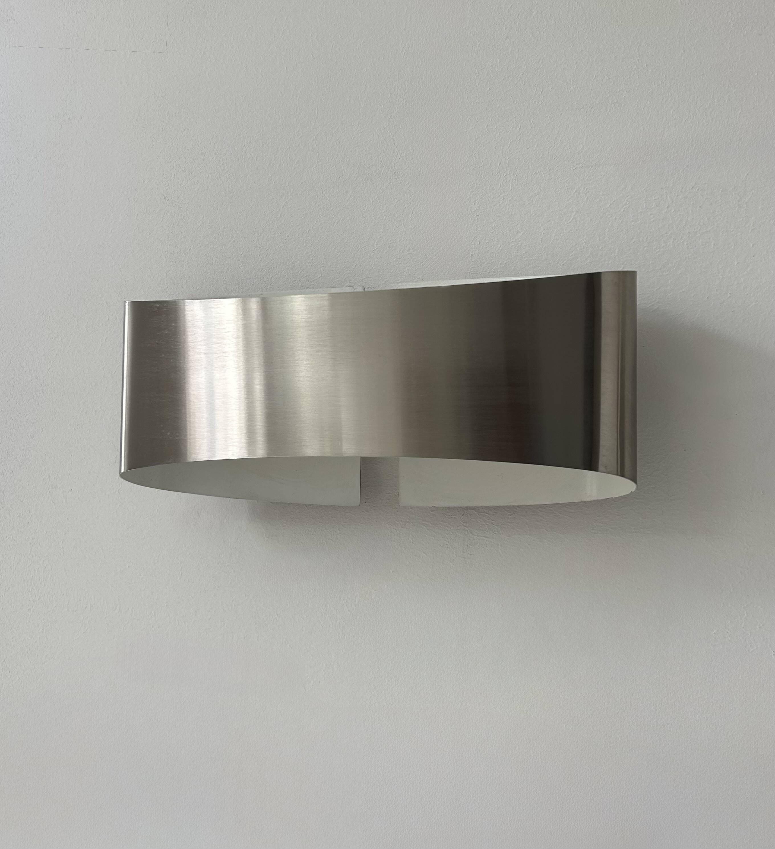 Pair of vintage wall lights, brushed metal, France, 1980