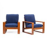 Armchairs in Blue Velvet, 1970s (2 pieces)