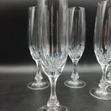 5 Champagne flutes in cut crystal from Lorraine LEMBERG model NORA