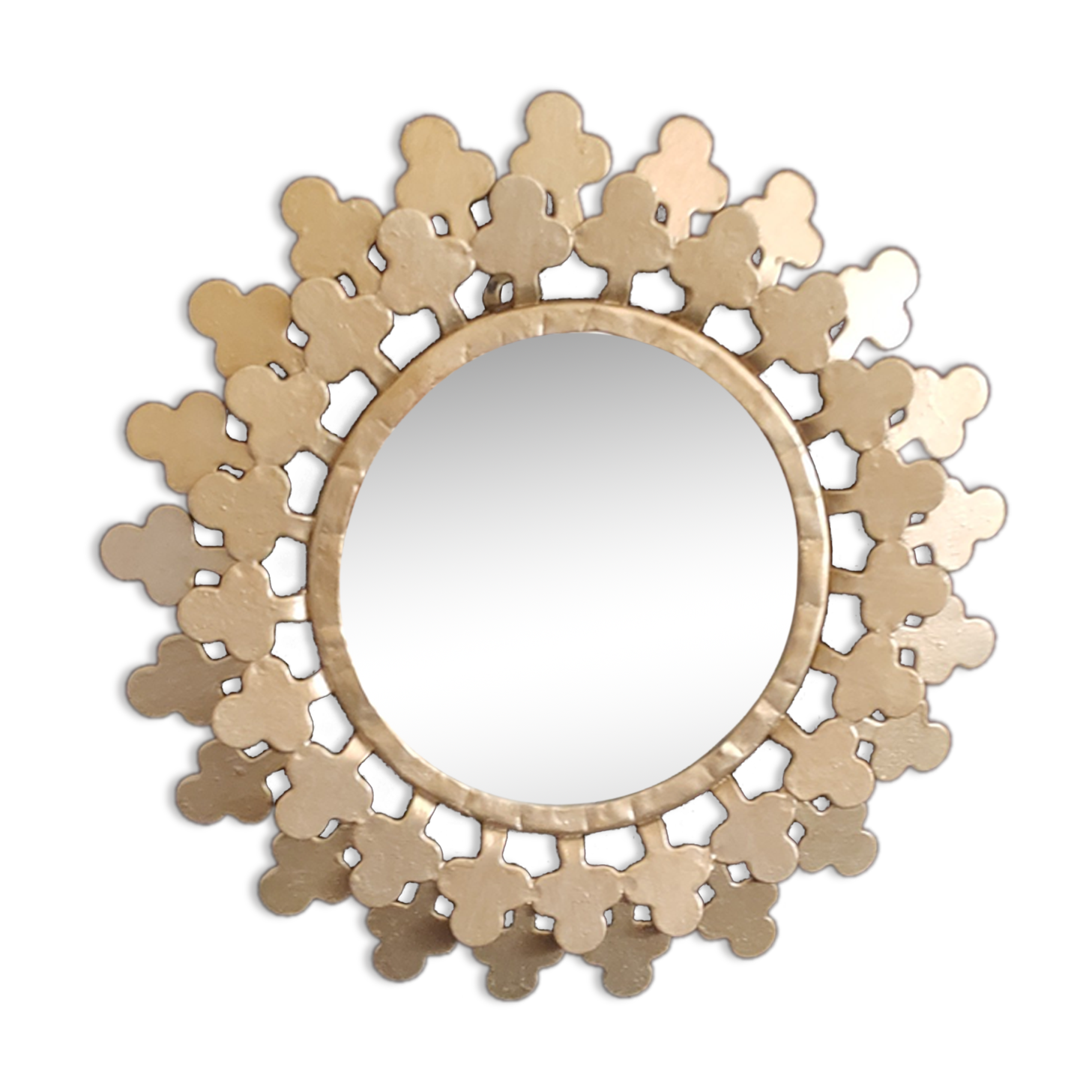 Miroir rond en métal doré