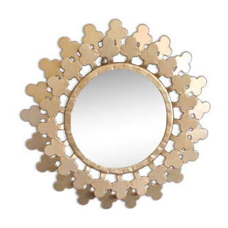 Miroir rond en métal doré