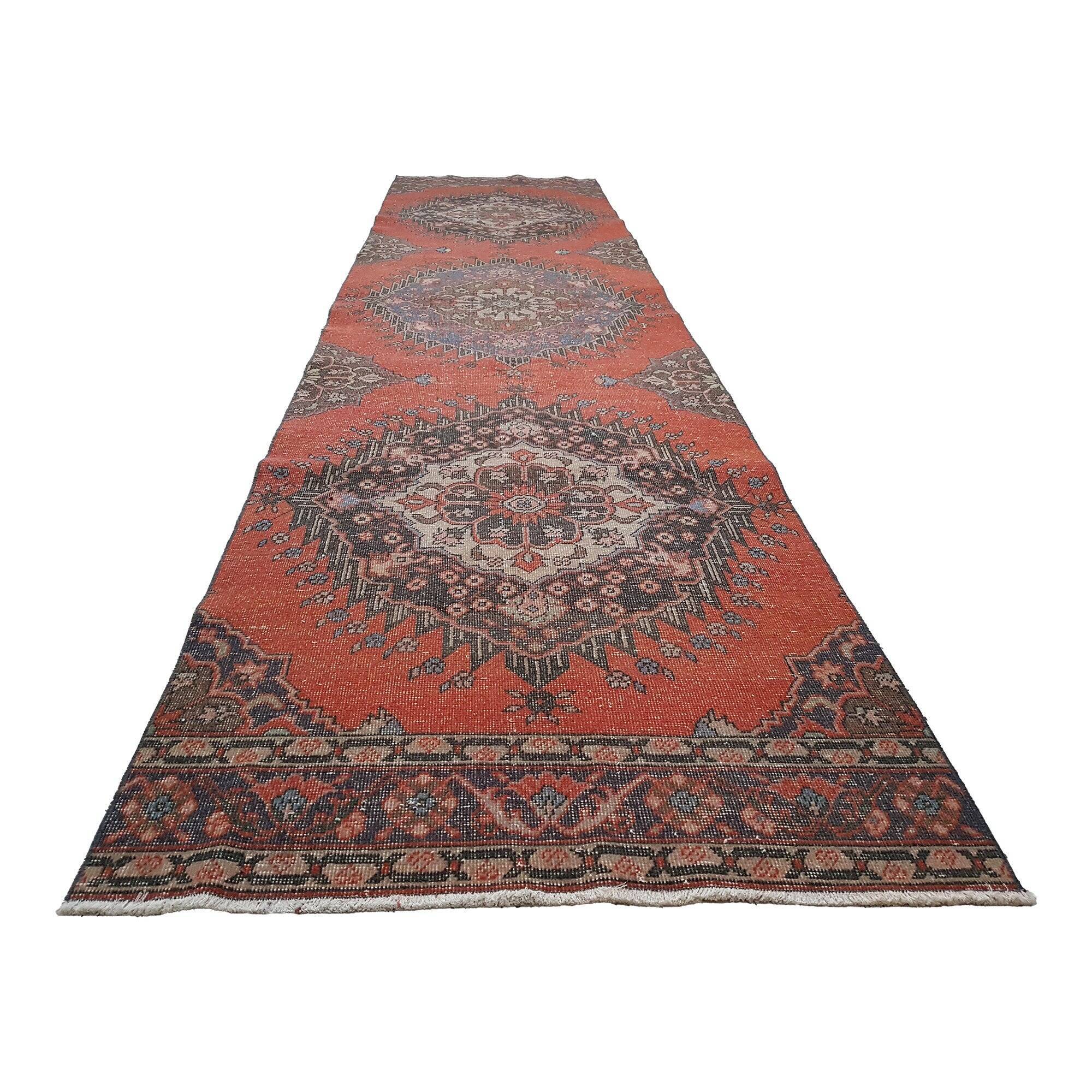 Vintage Turkish hallway rug 102x403 cm