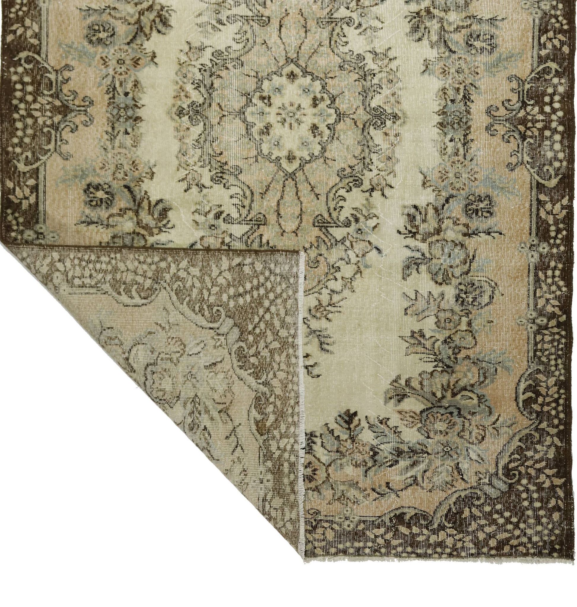 Vintage Turkish Carpet Beige and Brown Floral 271 x 174 cm