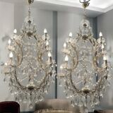 Large Crystal Murano Glass Chandeliers Set of 2