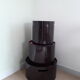 Set of 3 wooden pull-out coffee tables in dark brown lacquered finish