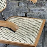 70'S Italian sled chair in beech and chrome aluminum