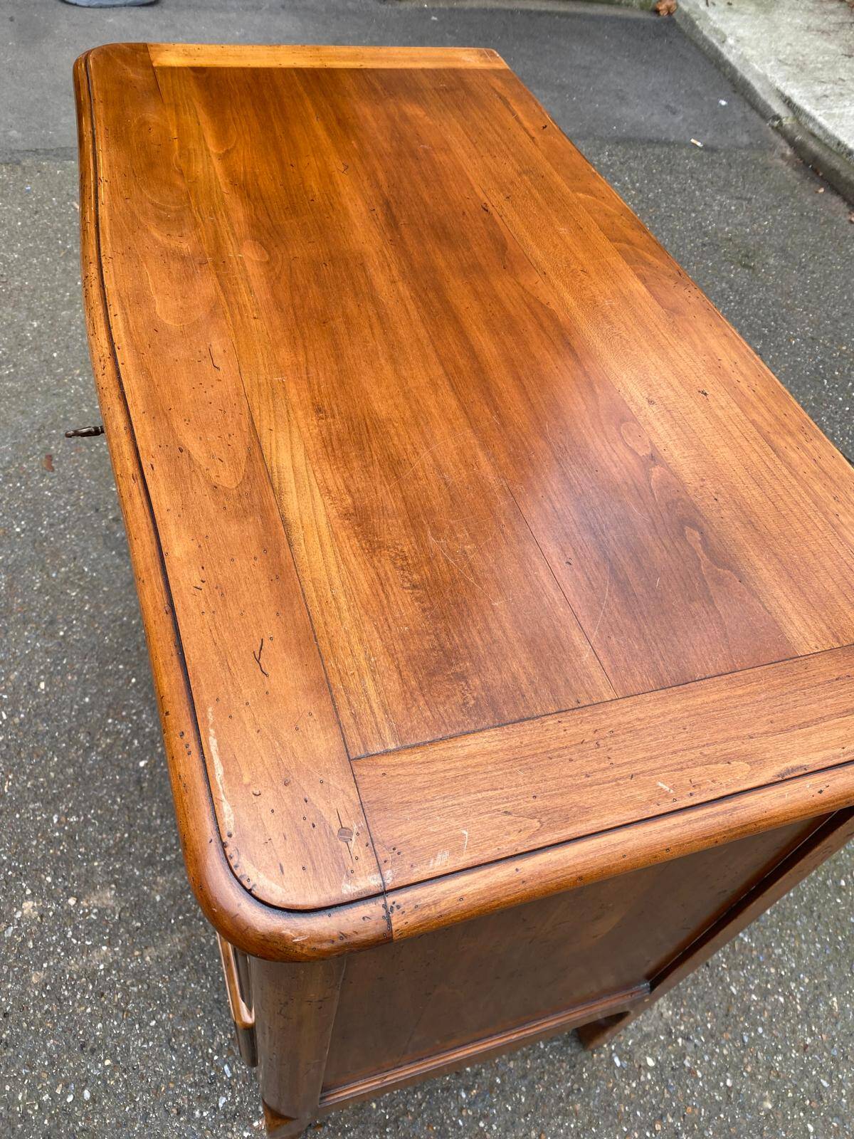 Vintage solid oak Louis XV commode from the 19th century.