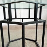 Table Roche Bobois glass and metal of the 80