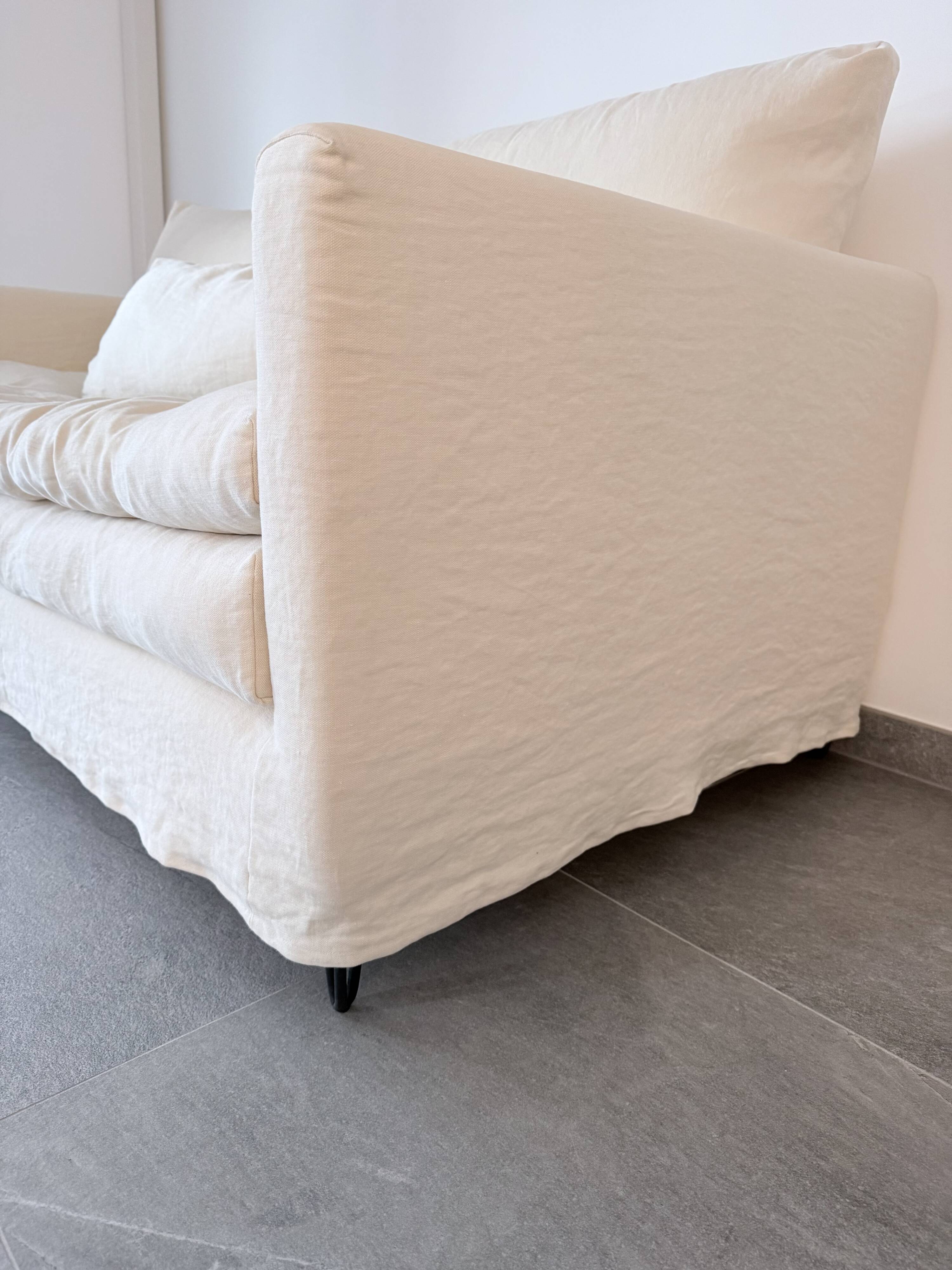 Ivory wild linen Adar caravan sofa