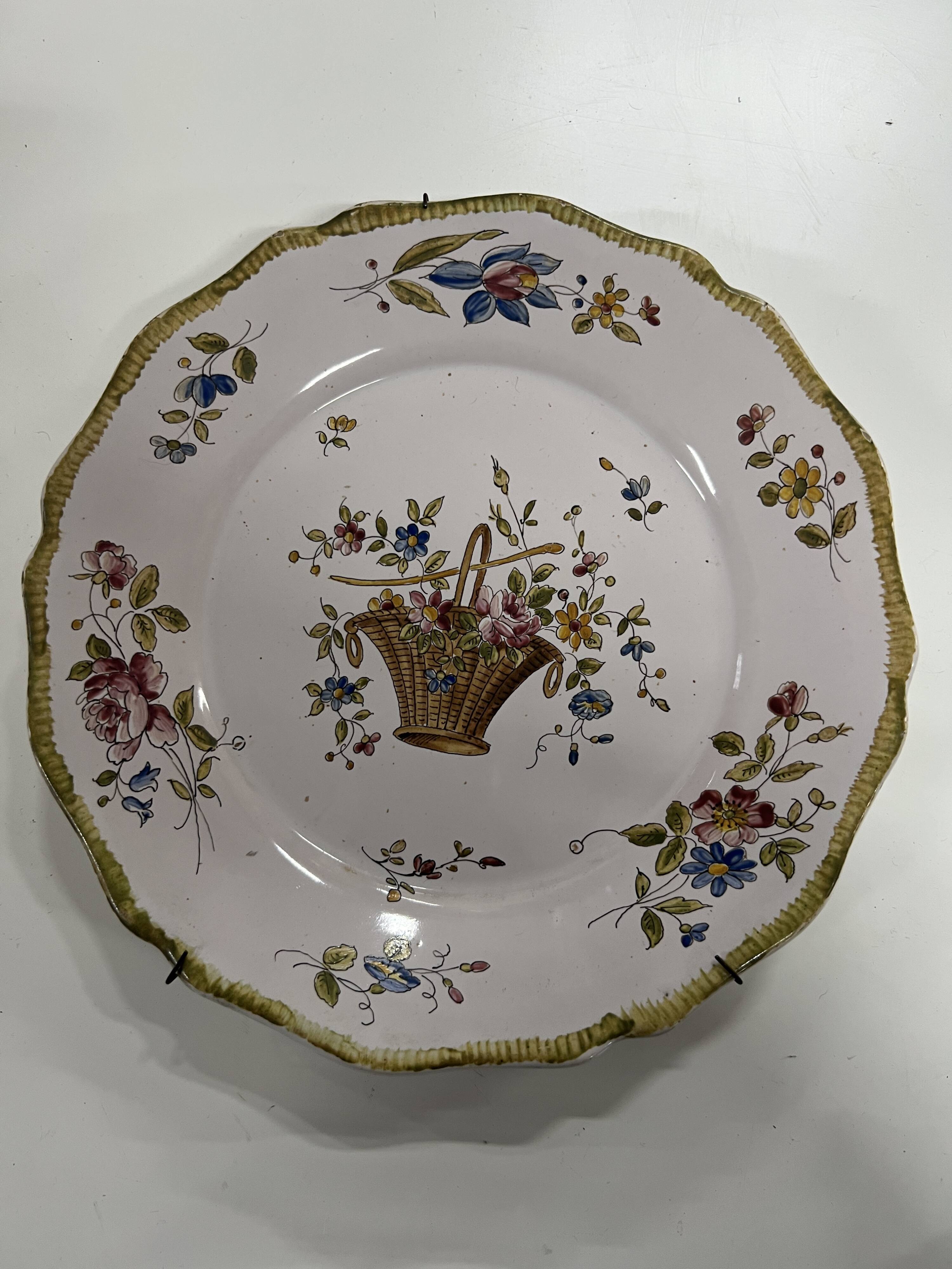 Decorative porcelain plate with hanging signed VP