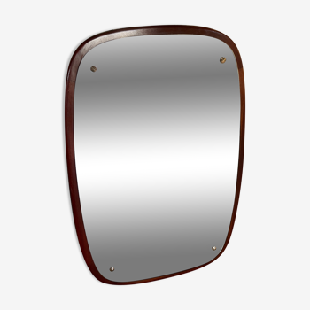 Beveled mirror in the shape of teak pebble