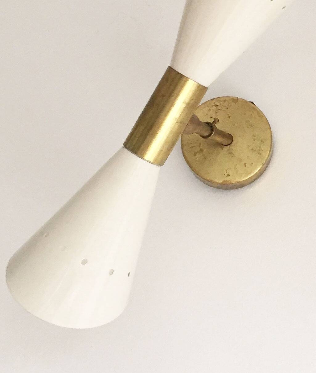 Pair of Italian flute wall lights design 1950