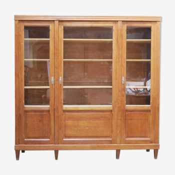 Vintage wooden glass bookcase cabinet