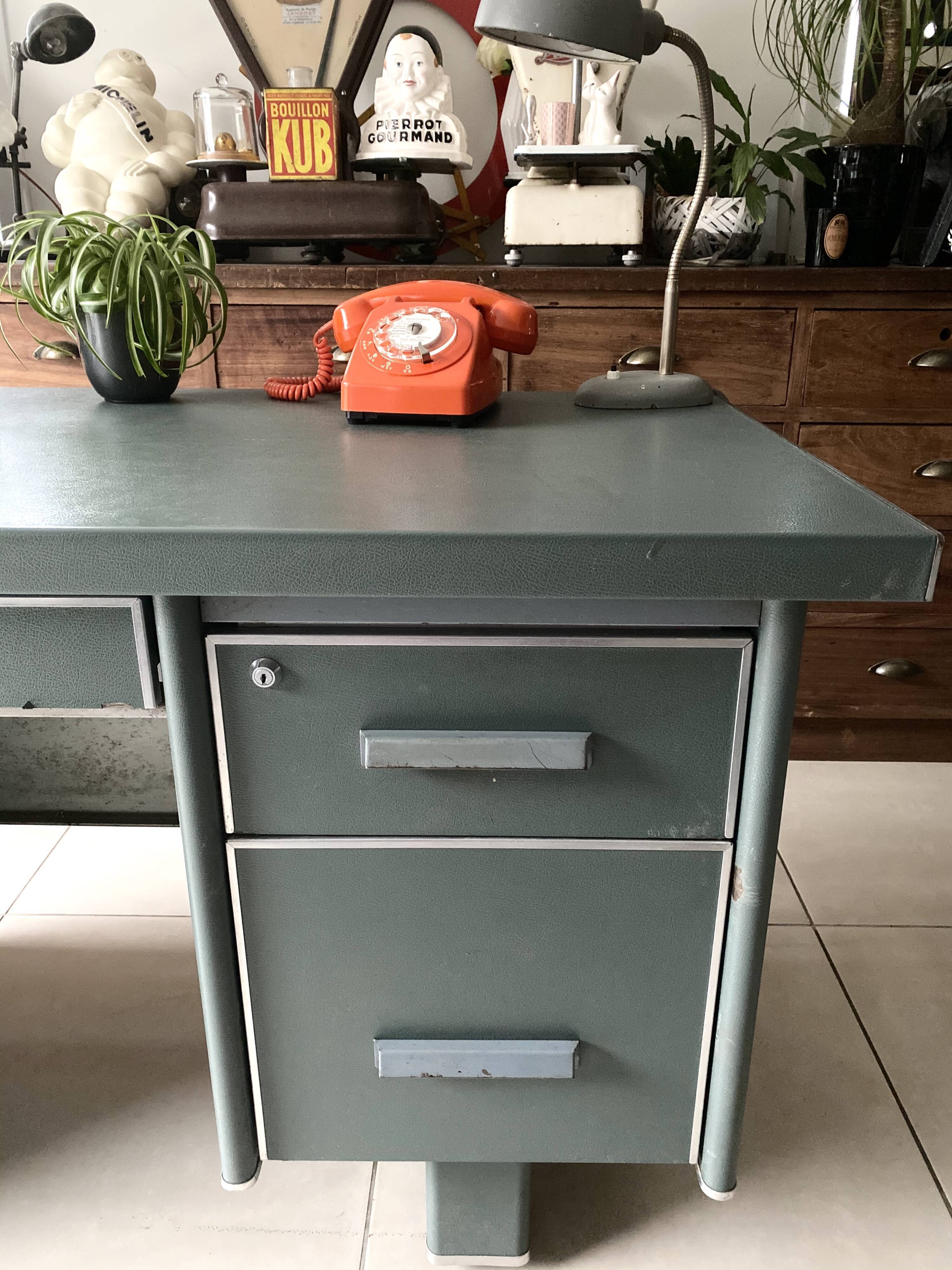 Vintage green metal industrial office