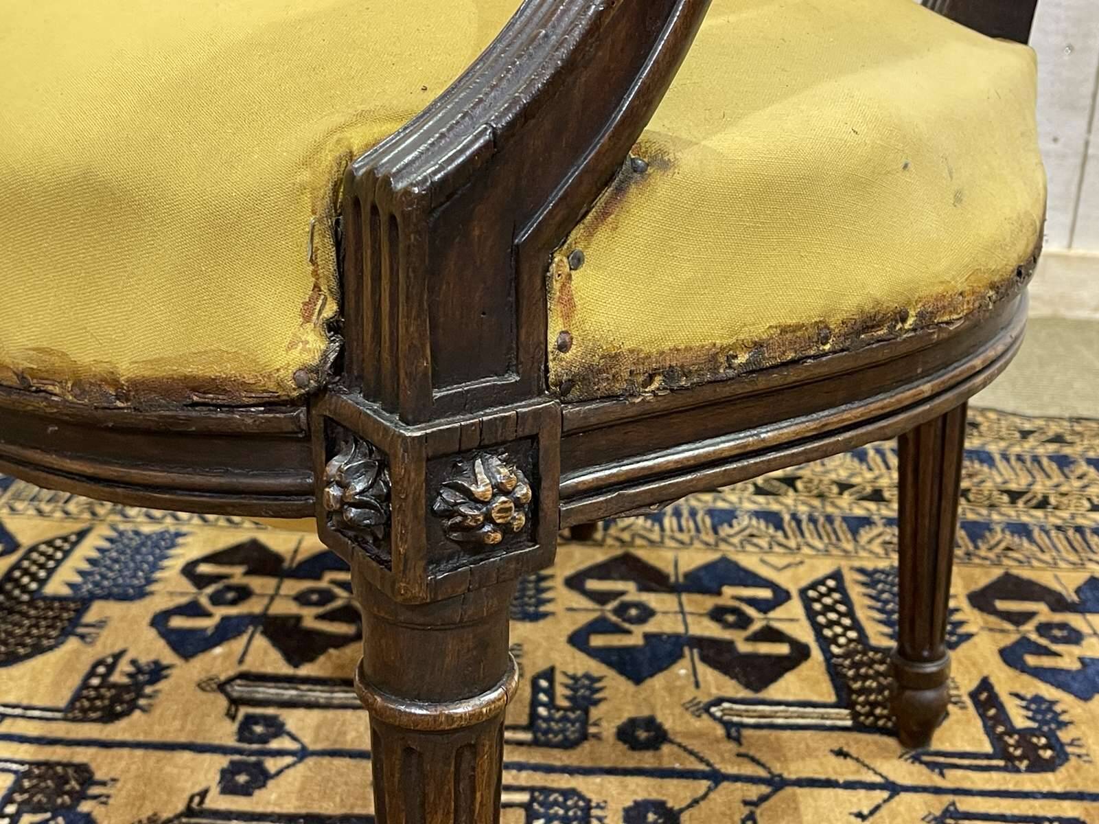 Louis XVI style armchair in beech, late 19th century