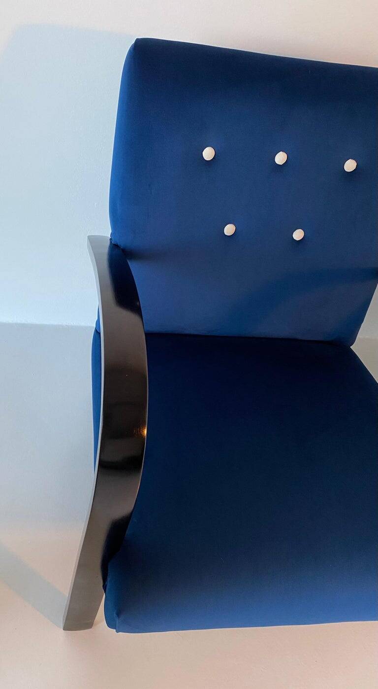 Pair of Blue Italian Art Deco Armchairs, 1930s