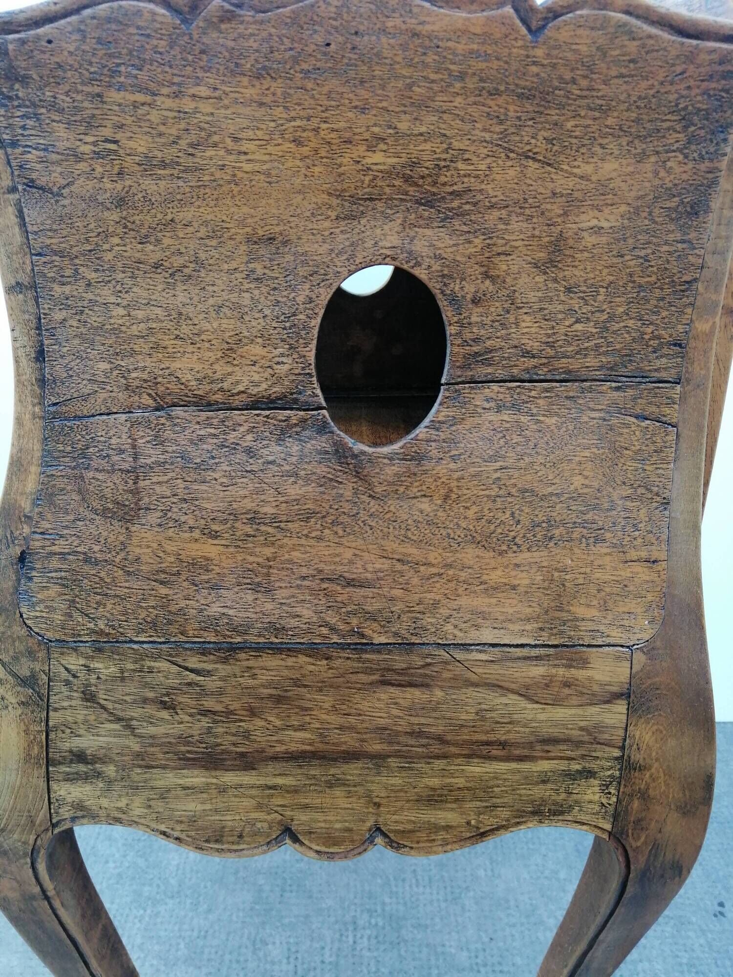 Belly bedside table with Louis XV style walnut mirror early 20th century 1920.