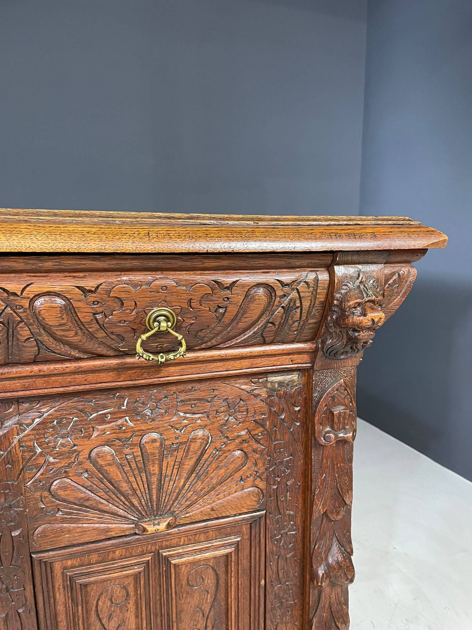 Carved Wooden Cabinet, Ornate Antique Style, 20th Century, European