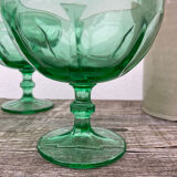 6 ice cups or stemware in vintage green glass