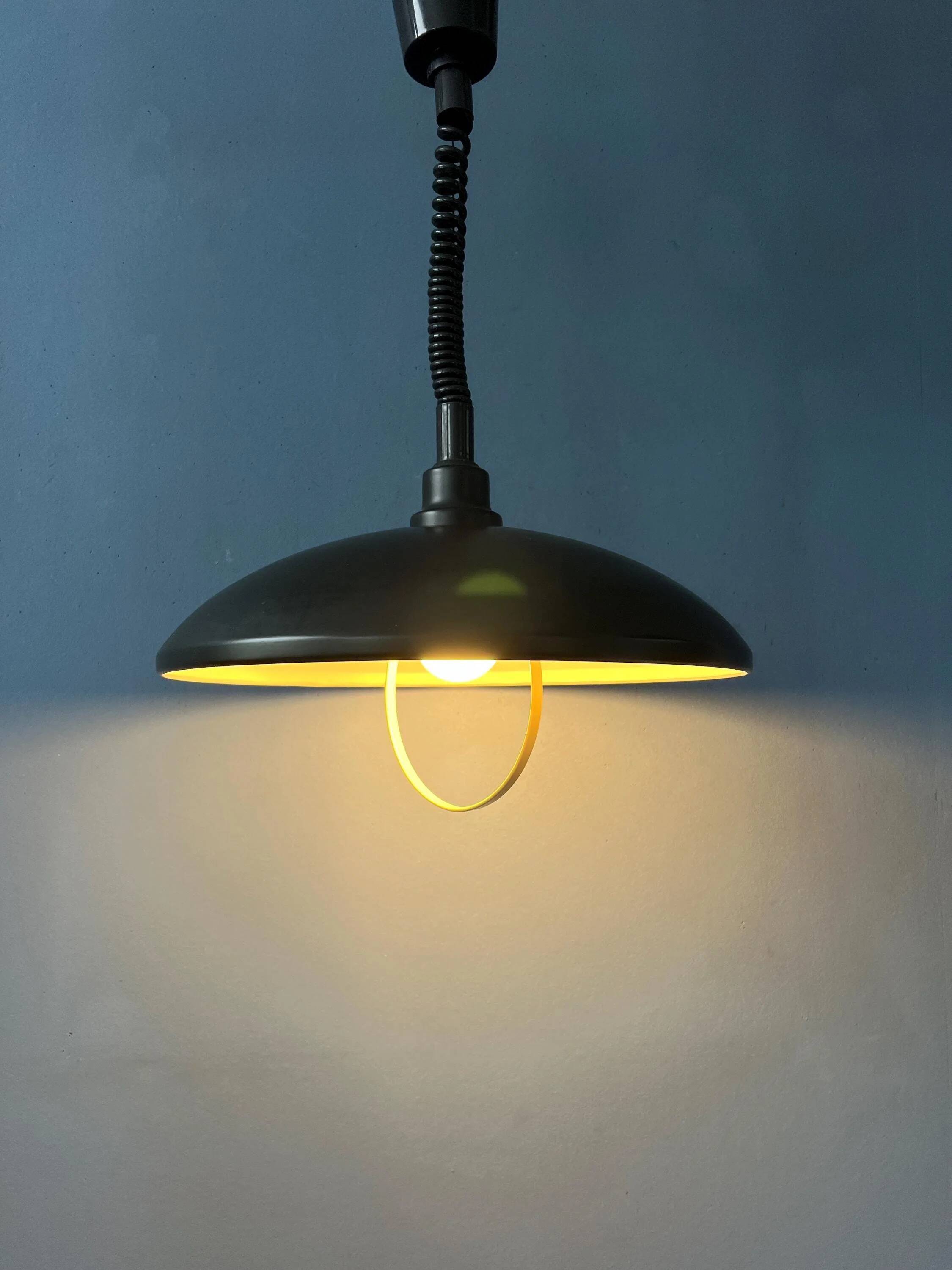 Black oval metal pendant Mid-Century