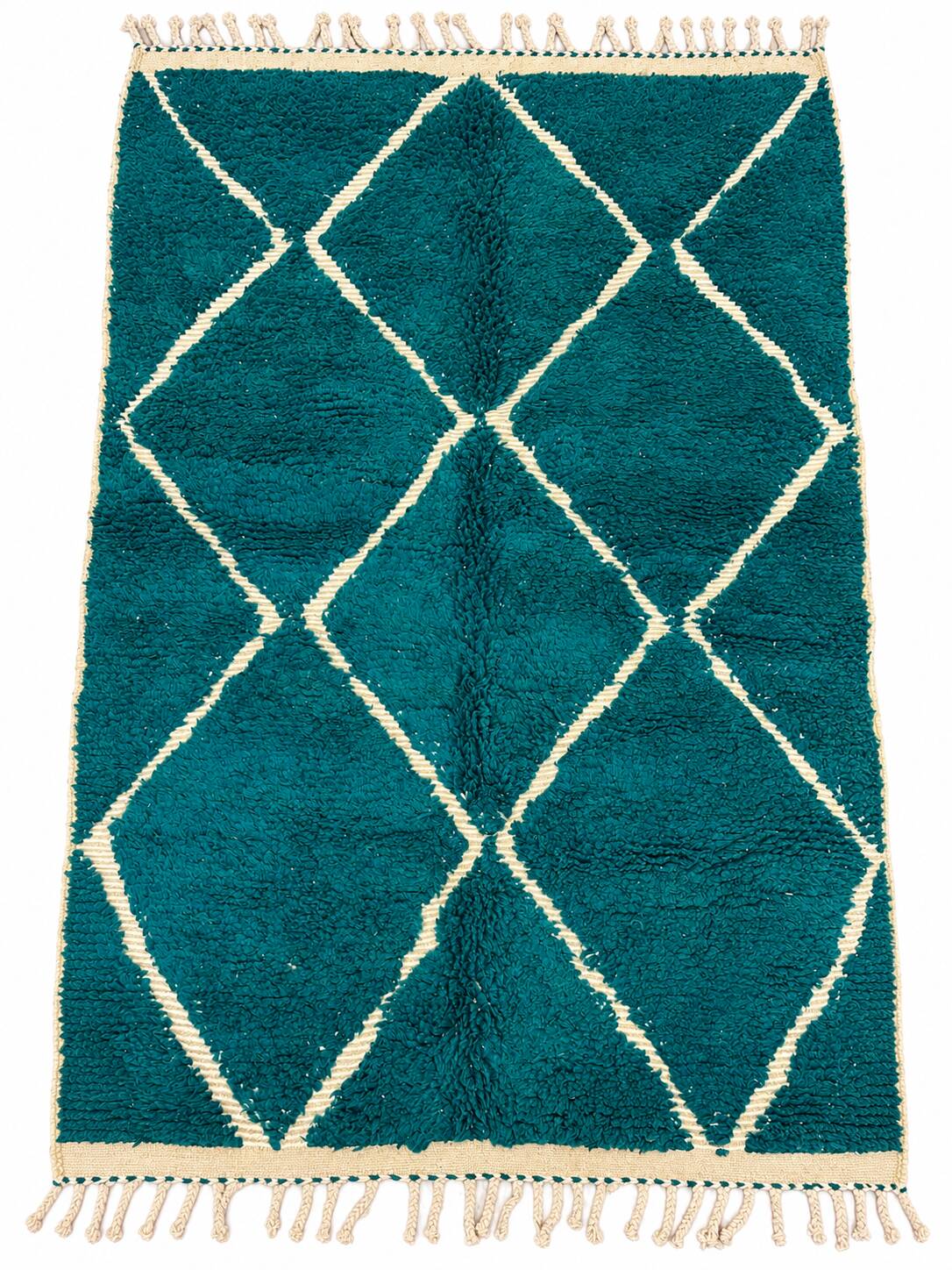 Majorelle blue Moroccan Berber rug with diamonds – 157 × 244 cm