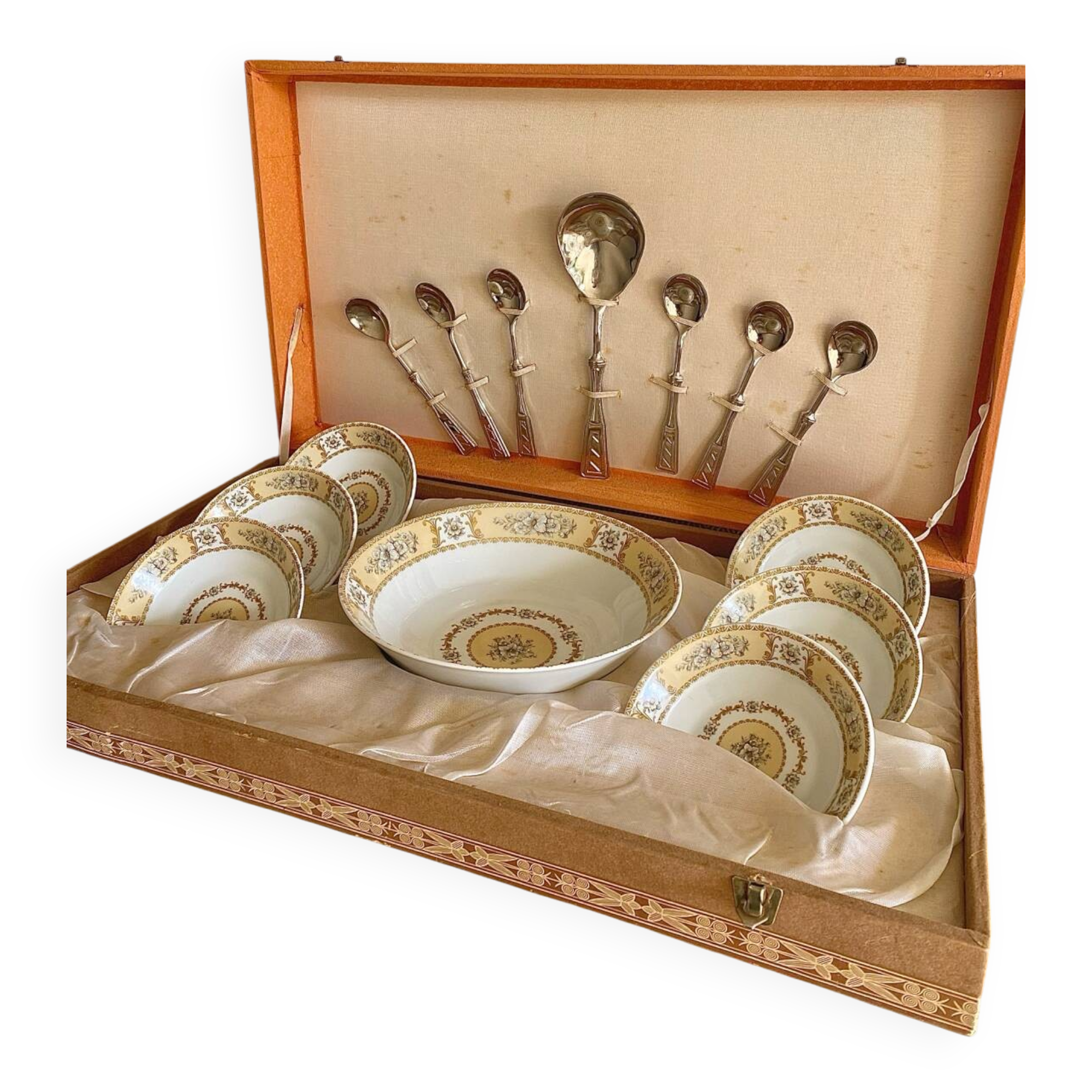 Service à dessert La S. Marco métal argenté et porcelaine