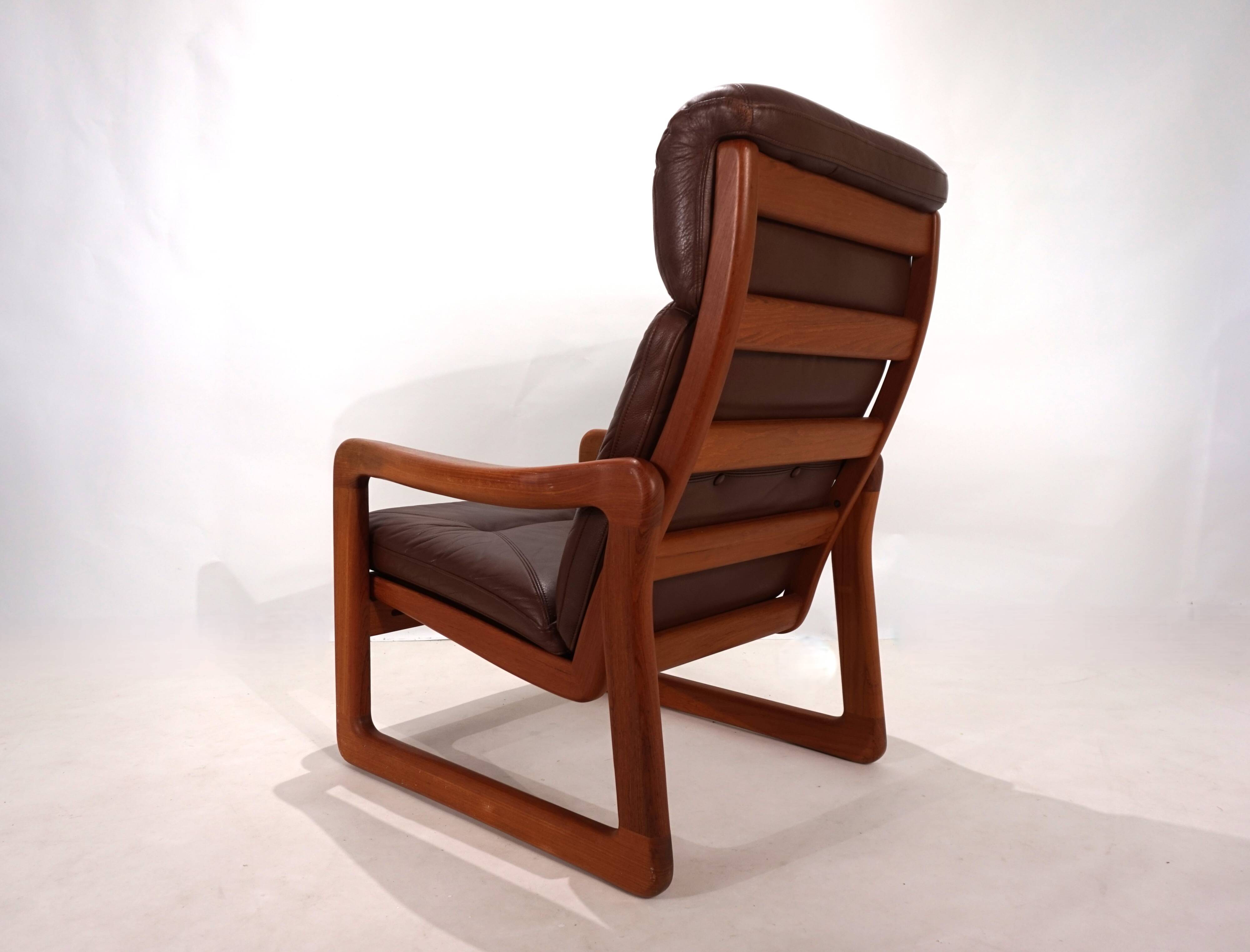 EMC teak leather armchair, 1960