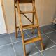 Vintage 1940s folding wooden painter's workshop stepladder with 4 steps