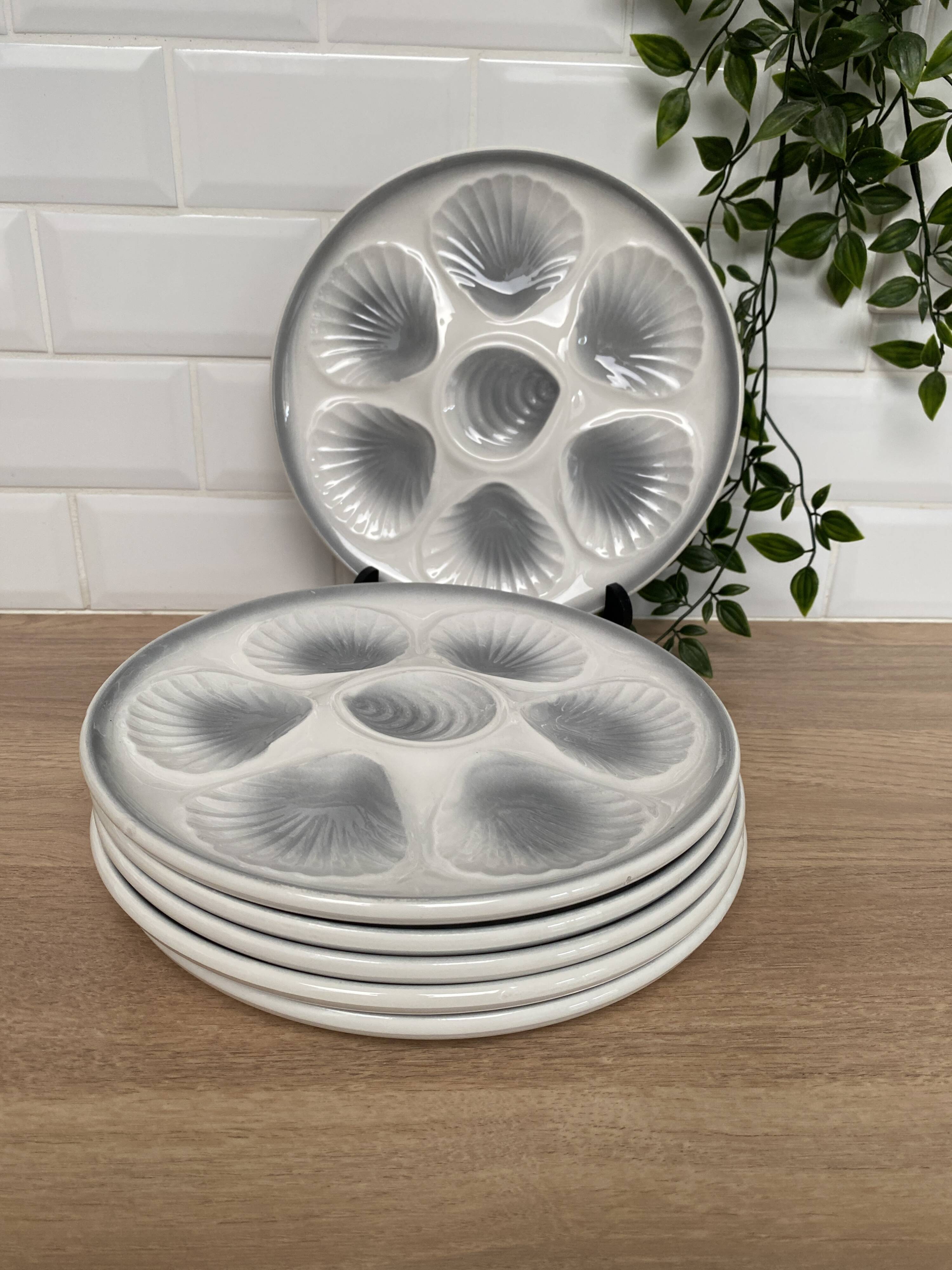Set of 6 oyster plates Moulin des loups Orchies