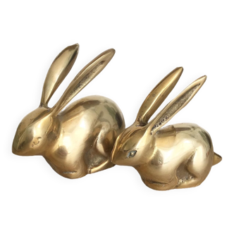 Vintage brass rabbits