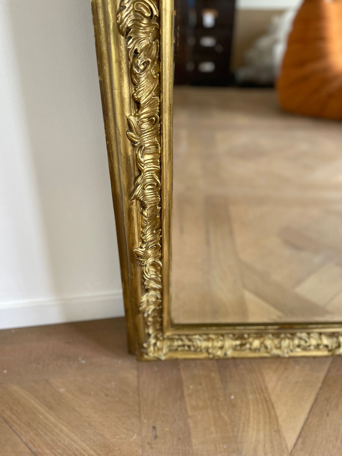 Large old Louis-Philippe shell mirror 165x97 cm