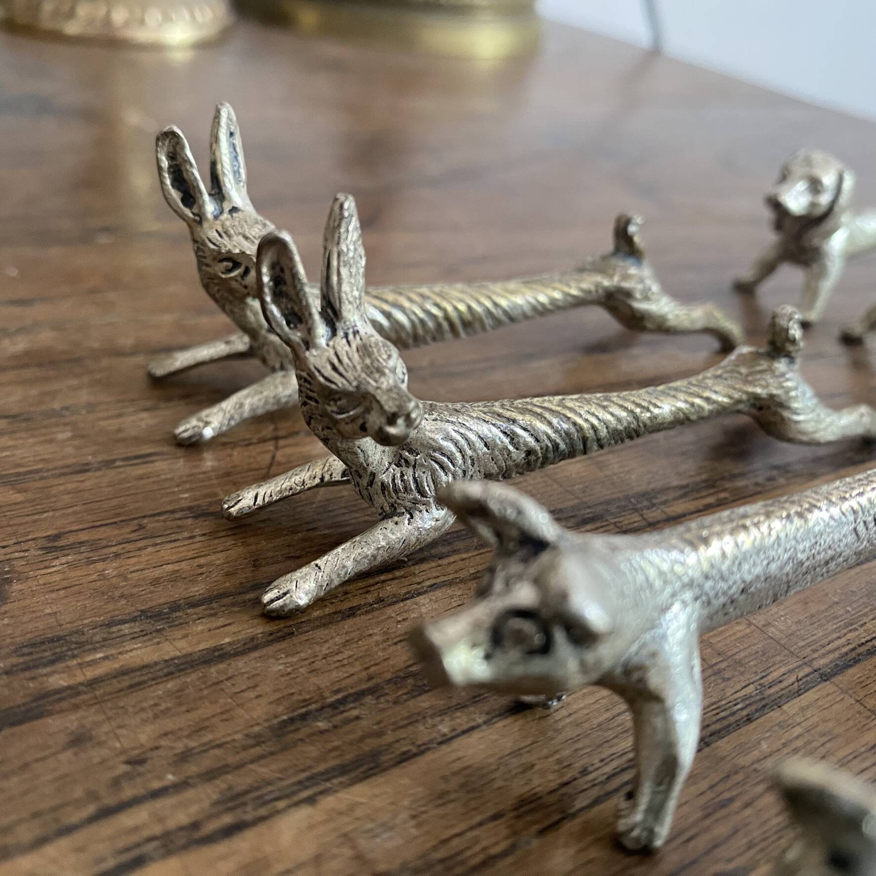 Set of 8 antique silver-plated knife rests Animals
