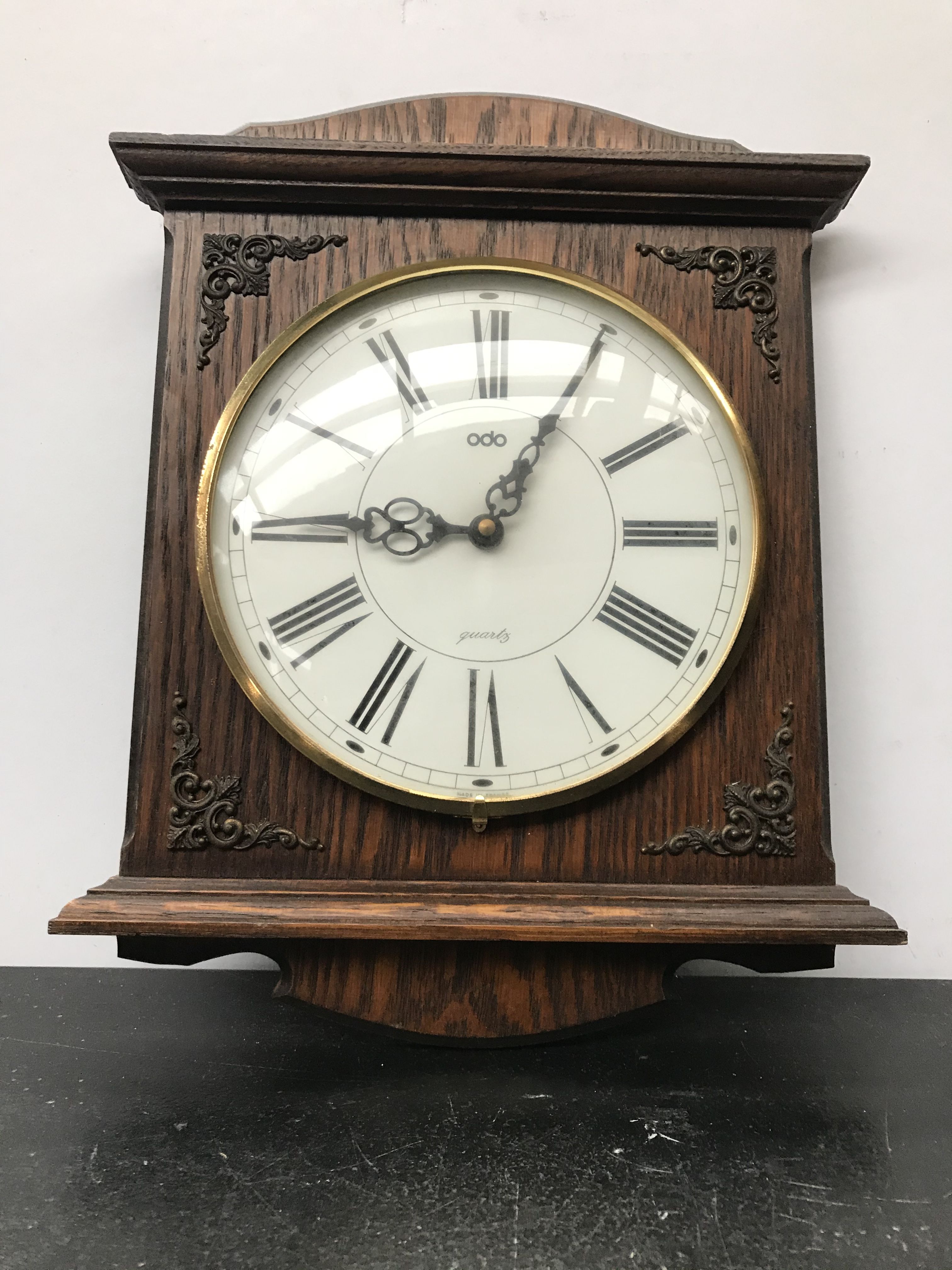 ODO Wood Old Clock Pendule - Vintage 70s Laiton Moulds
