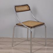 Set of 3 Vintage 1970s Chairs in Metal and Vienna Straw, Italian Design
