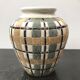 Ceramic vase white geometric decoration vintage