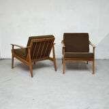 Paire de fauteuils scandinaves kaki, 1960