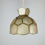 Vintage 60s mother-of-pearl and brass pendant light
