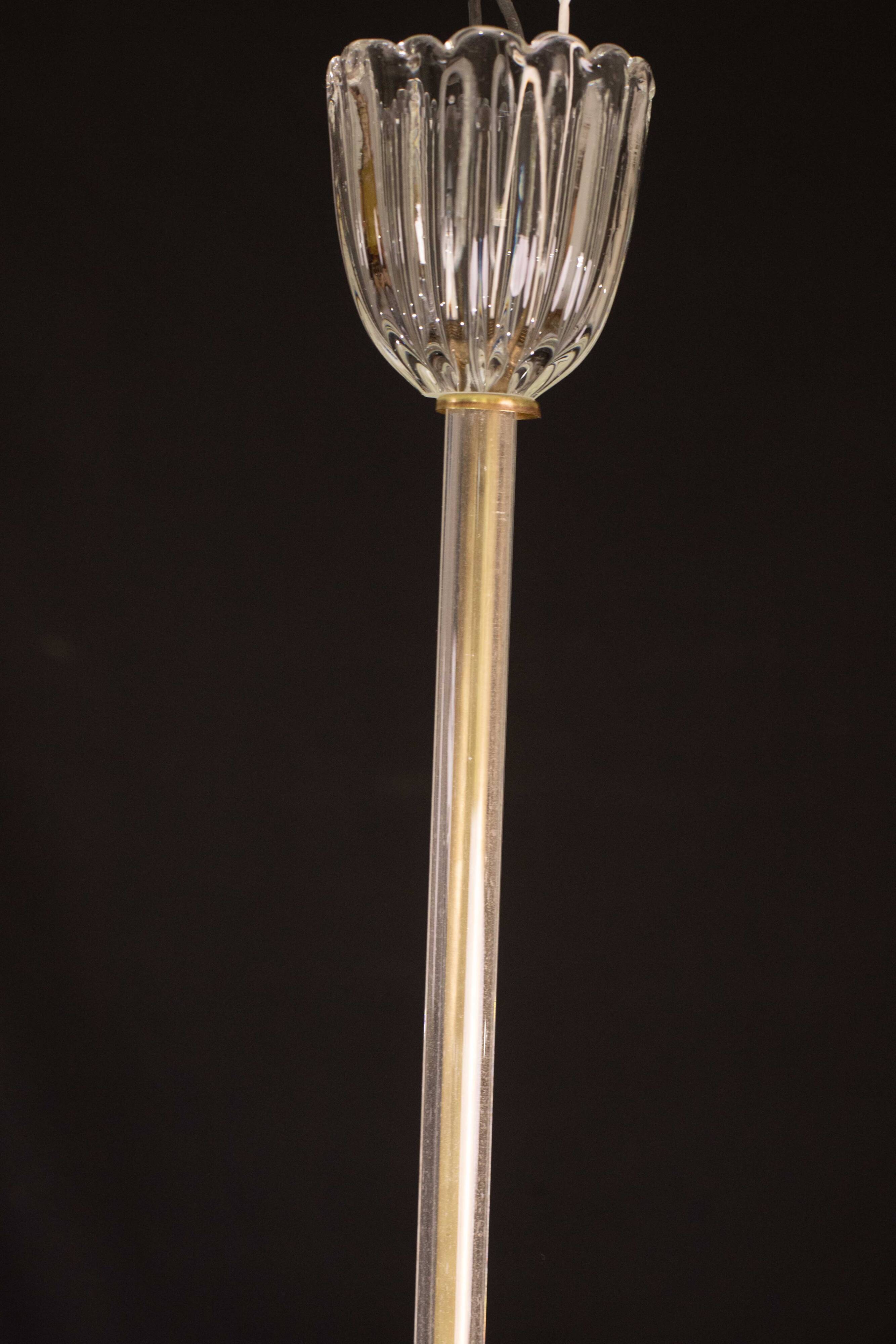 Elegant Art Decò Barovier and Toso Chandelier, 1940s