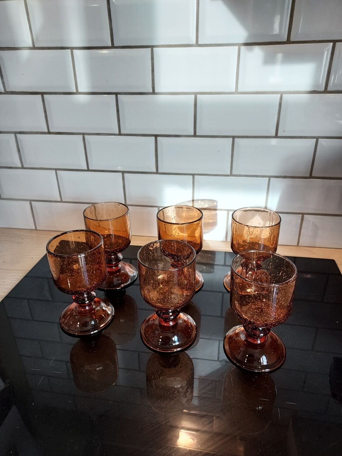 6 glasses with Biot stemmed