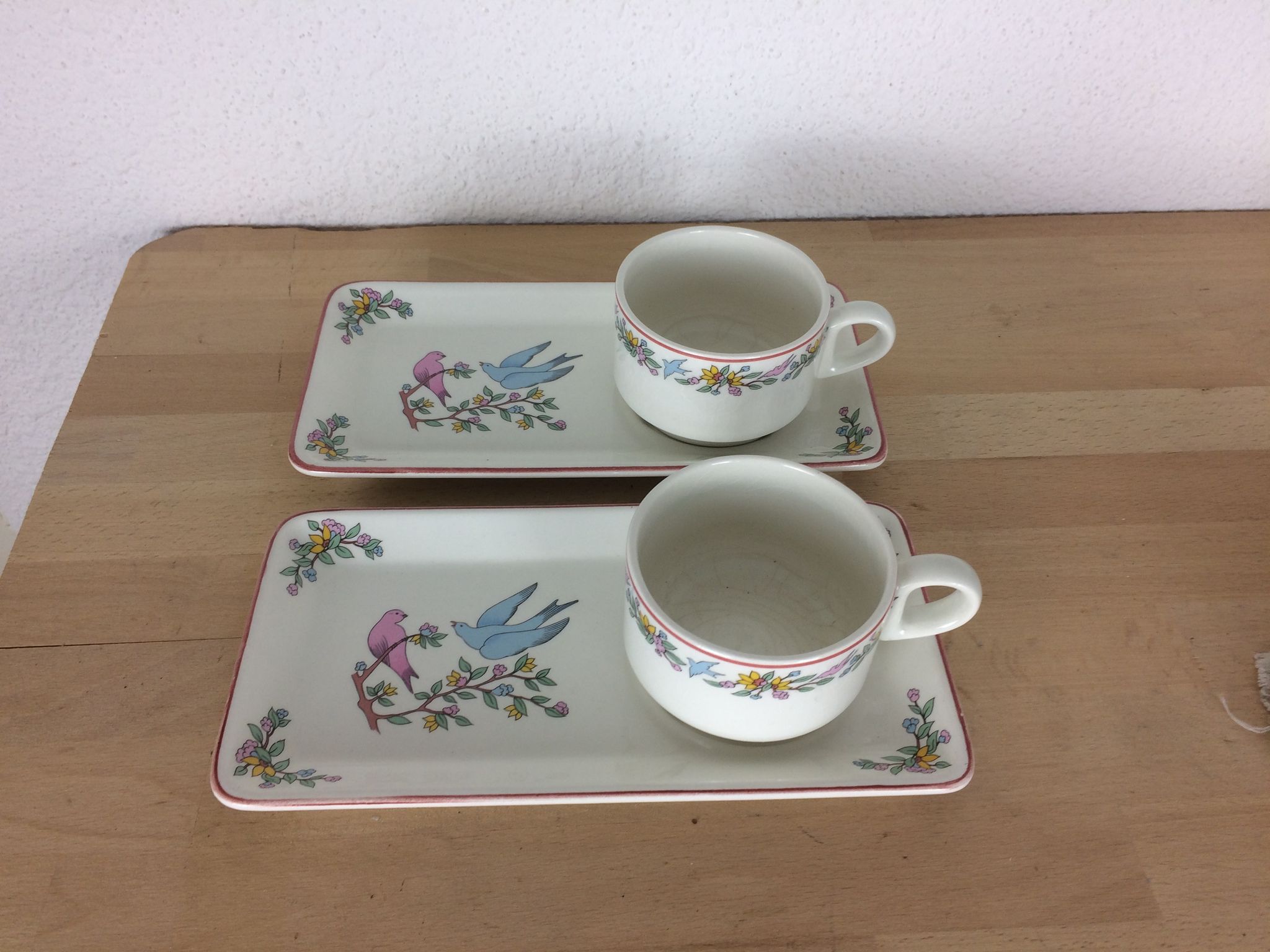 Mugs Les Amoureux de Gien, by Marie Pierre Boitard, breakfast service