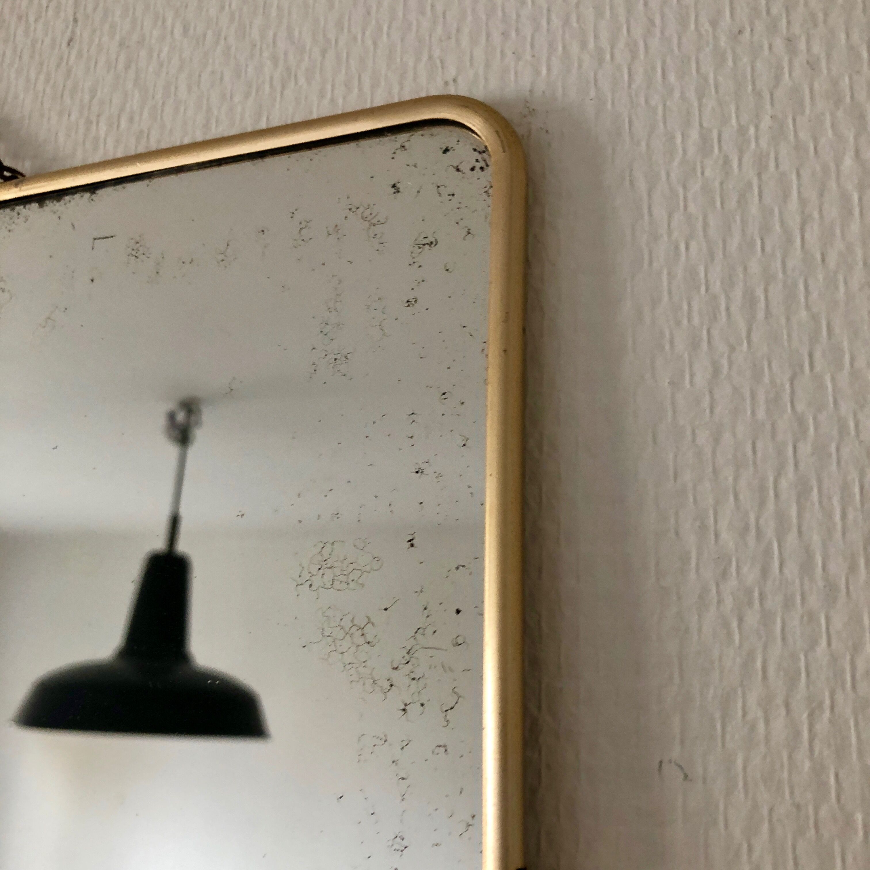 Miroir barbier 40x30cm doré beige vintage 1960