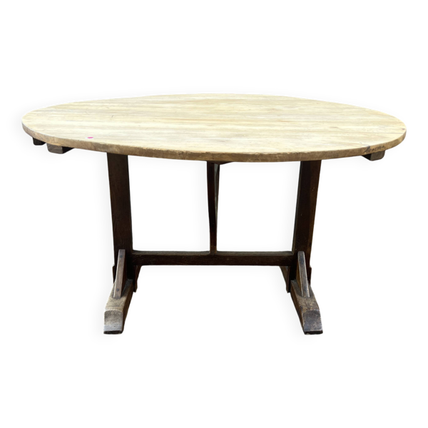table de vendange , plateau décapé et bois naturel