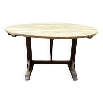 table de vendange , plateau décapé et bois naturel