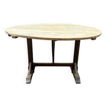 harvest table, stripped top and natural wood