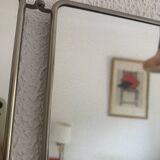 Vintage 1960s red barber triptych mirror Mirbel Paris - 28 x 70 cm
