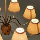 Hans Bergström '10/8' Swedish Modern 8-arm Chandelier in Brass, 1940s