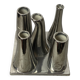 Asymmetrical multitube vase on a base, in silvered ceramic, 1970.