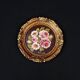 Still life in Tondo oil on panel of a bouquet of pink roses signed