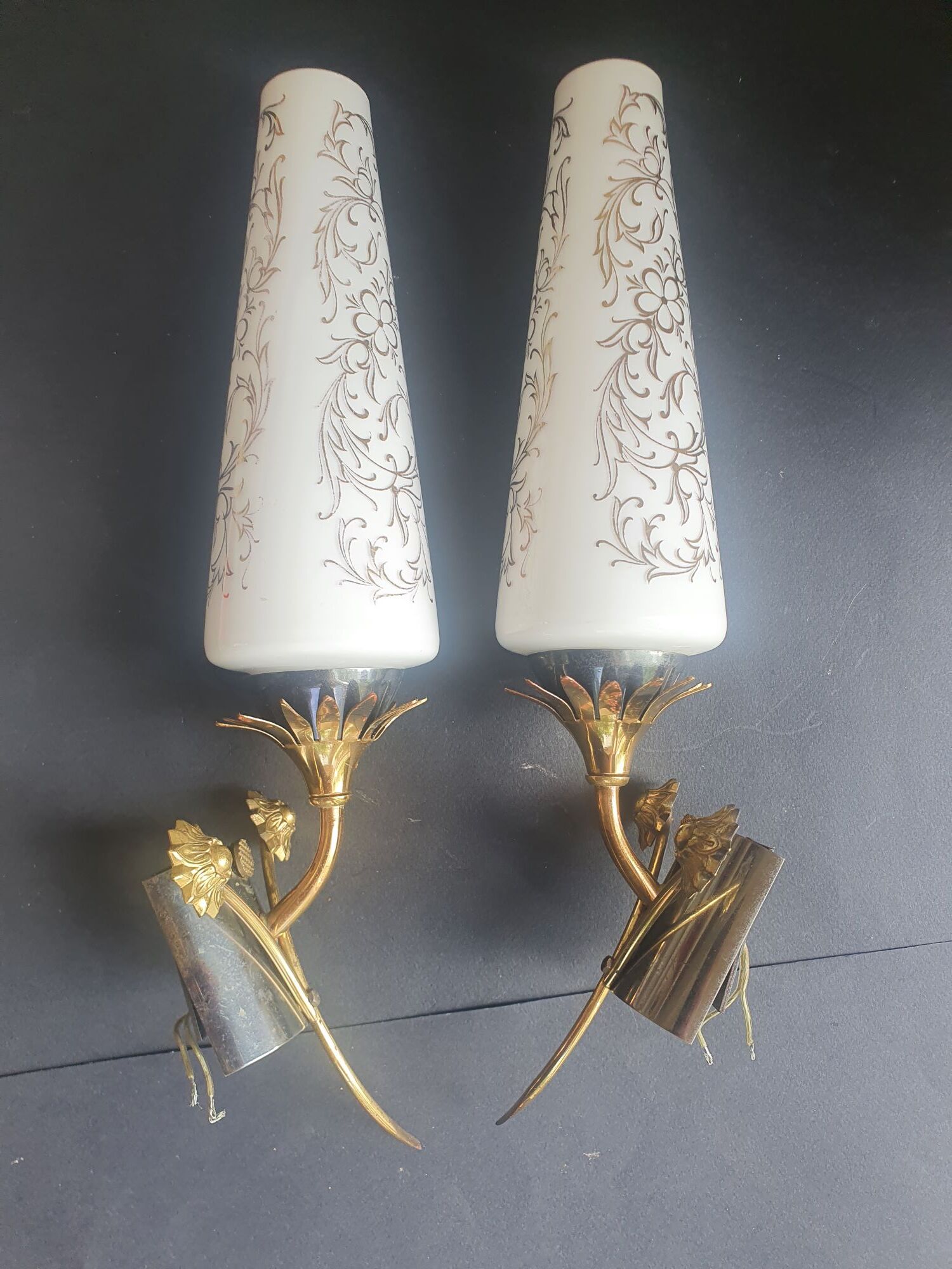 Pair of Art Deco wall sconces from the 1960s.